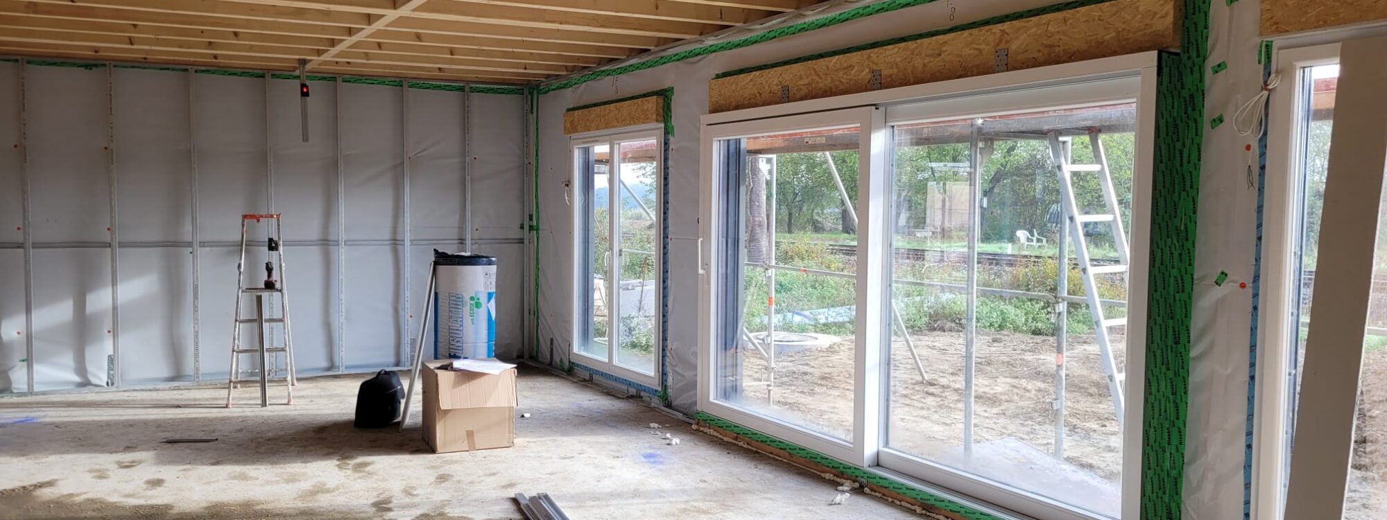 Travaux de faux plafond, cloison, contre cloison isolation int&eacute;rieure pour une maison &agrave; ossature en bois &agrave; SESSENHEIM Saverne